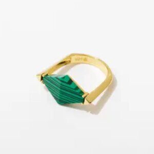 Malachite 18k Gold Plated Ring